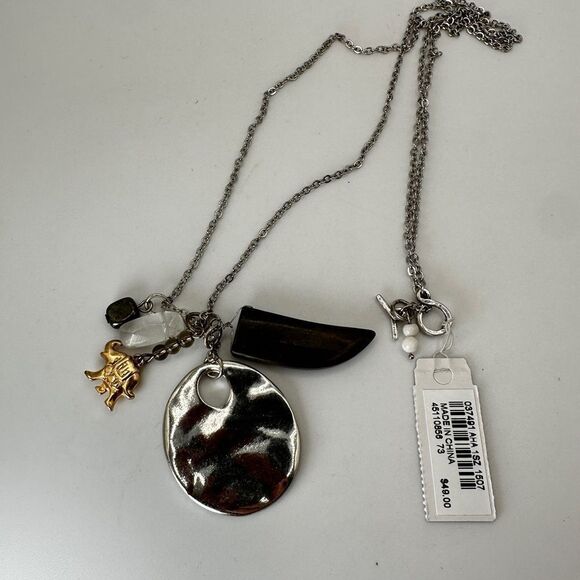 STILL WITH TAG! J.Jill 30" silver toned necklace with charms as pendants! - Picture 3 of 14